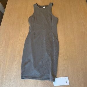 NWT Lululemon Ribbed Softstreme Slim-Fit Tank Dress Nomad Green Size 6
